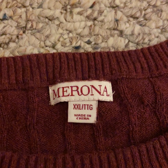 Maroon cotton long sleeve sweater. - Picture 3 of 3